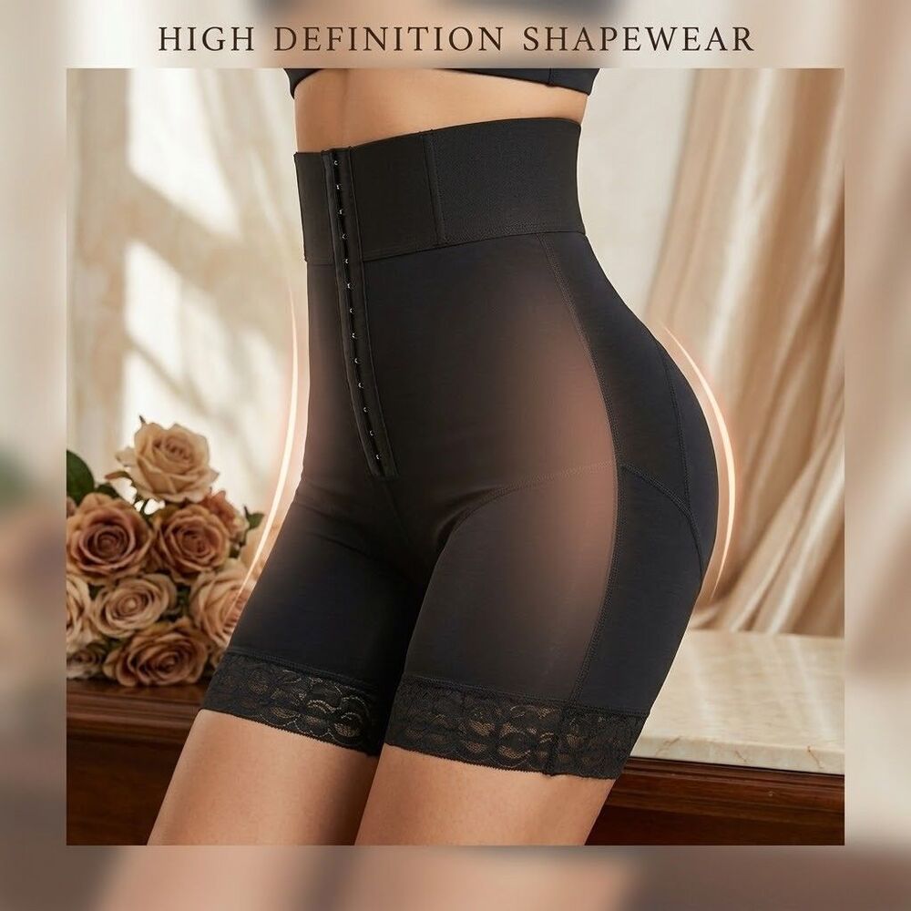 TikTok NWOT Plus 3X High Waist Hook & Loop FIRM Shapewear Shorts Lace Trim Black